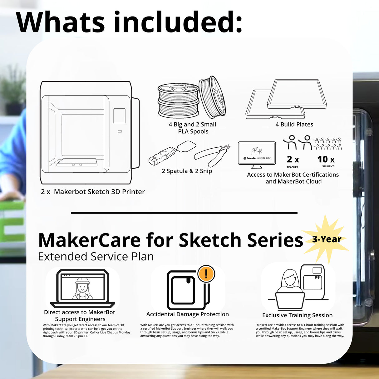 MakerBot Sketch 3D Classroom Bundle - 3 YR MakerCare