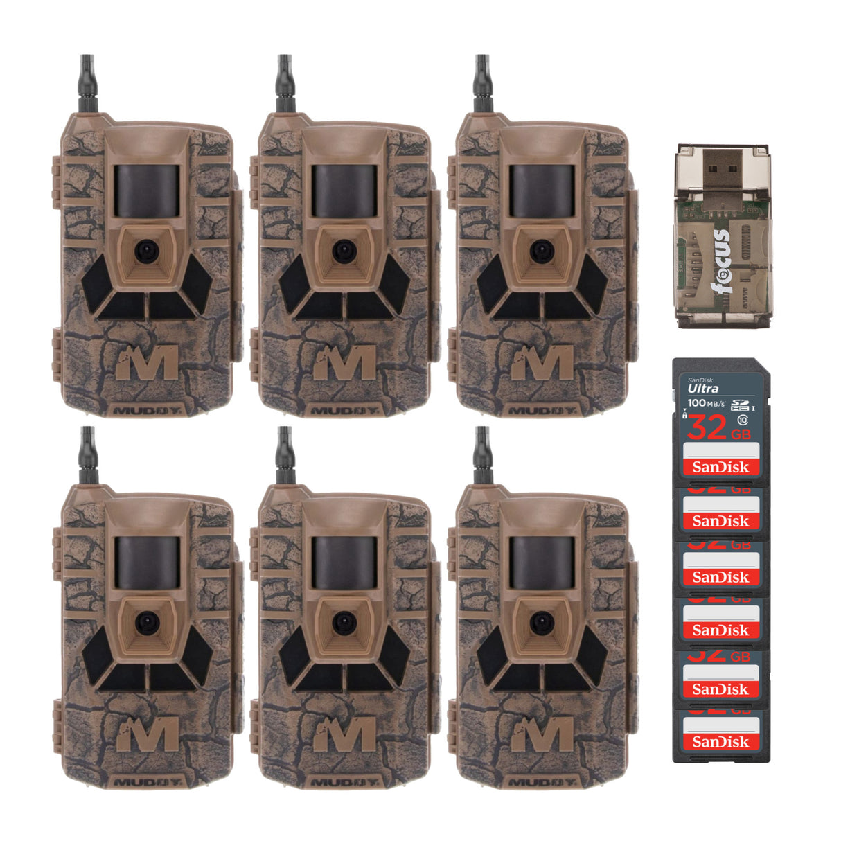 Muddy Matrix 36MP Imaging Cellular Trail Camera with On Demand Photo (Mud, 6-Pack) Bundle