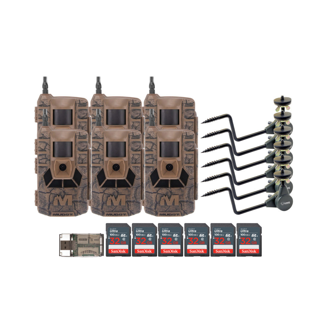 Muddy Matrix 36MP Imaging Cellular Trail Camera with On Demand Photo (Mud, 6-Pack) Bundle