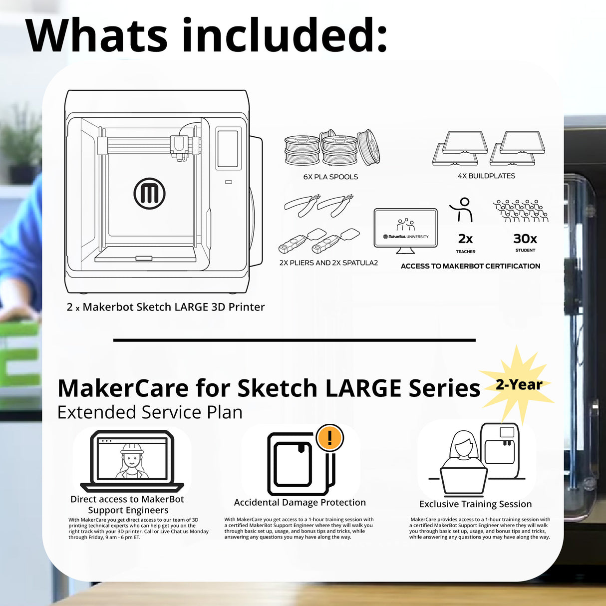 MakerBot Sketch Large 3D Classroom Bundle - 2 YR MakerCare