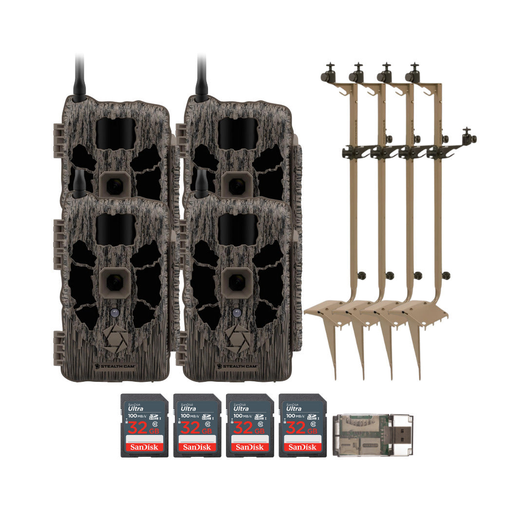 Stealth Cam 40MP Deceptor Max Cellular Trail Camera (2-Pack) x 2 with Mounting Post (4-Pack) Bundle