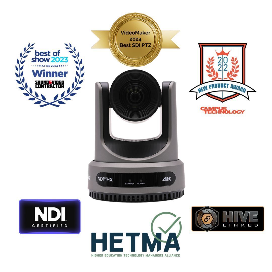 PTZOptics Move 4K PTZ Camera with NDI HX3, 12X Optical Zoom Range, and In-Built Auto Tracking (Gray)