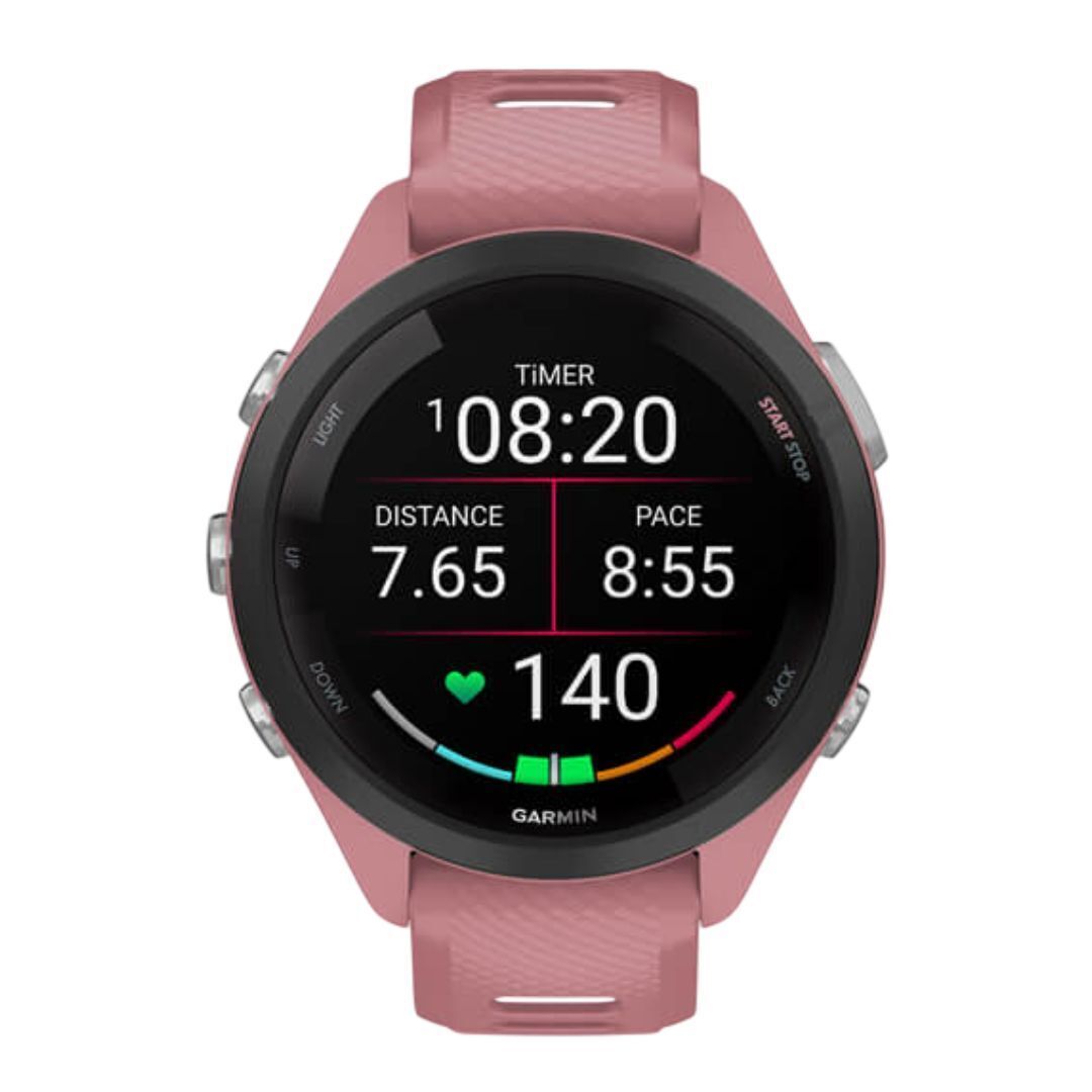 Garmin Forerunner 265S 42mm AMOLED GPS Running Smartwatch (Light Pink with Whitestone Band)