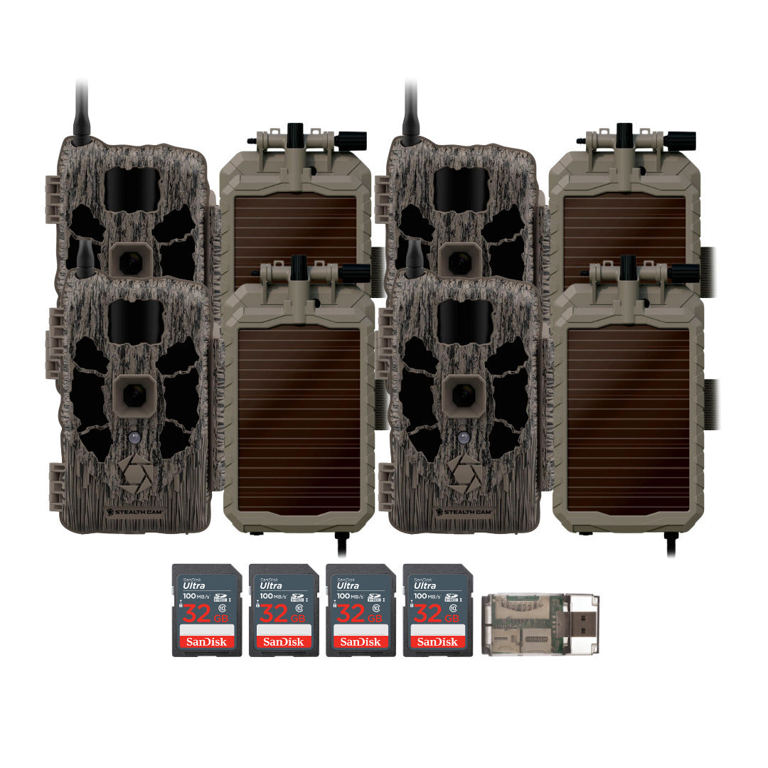 Stealth Cam 40MP Deceptor Max Cellular Trail Camera (2-Pack) x 2 with Solar Panel (4-Pack) Bundle