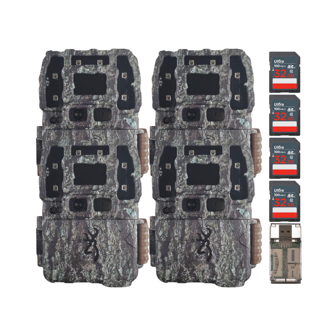 Browning Trail Cameras Strike Force Pro DCL Nano 26MP Trail Camera (4-Pack) with Card Reader Bundle