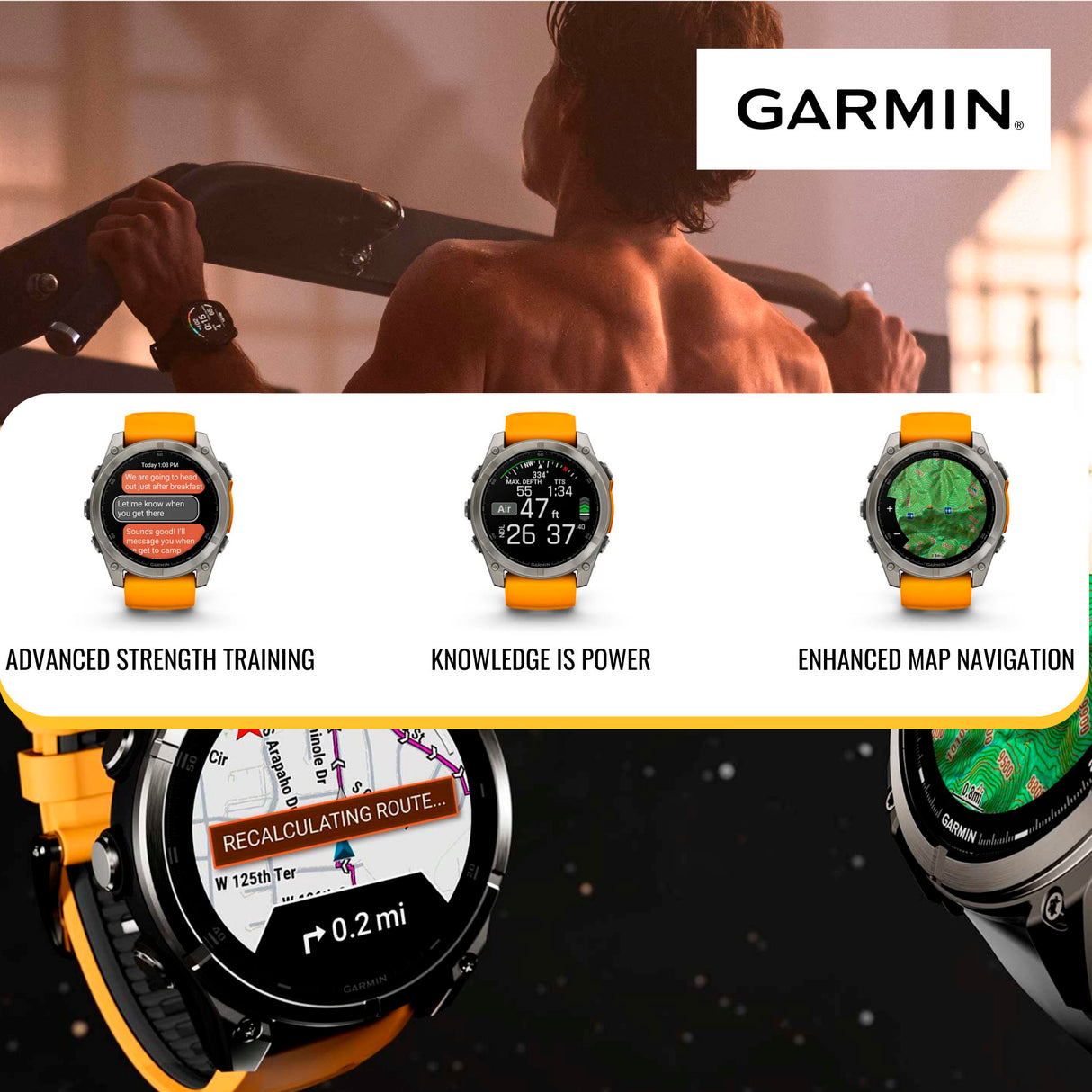 Garmin Fenix 8 Sapphire 47mm GPS Smartwatch (Spark Orange and Graphite) with Charger Stand Bundle