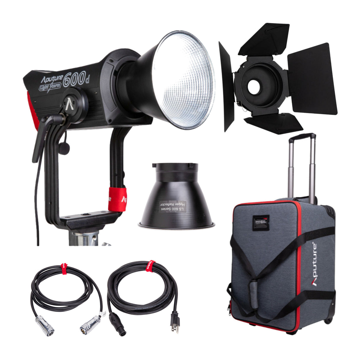 Aputure Light Storm 600d LED Light (V-Mount) and Aputure F10 Barndoors Bundle