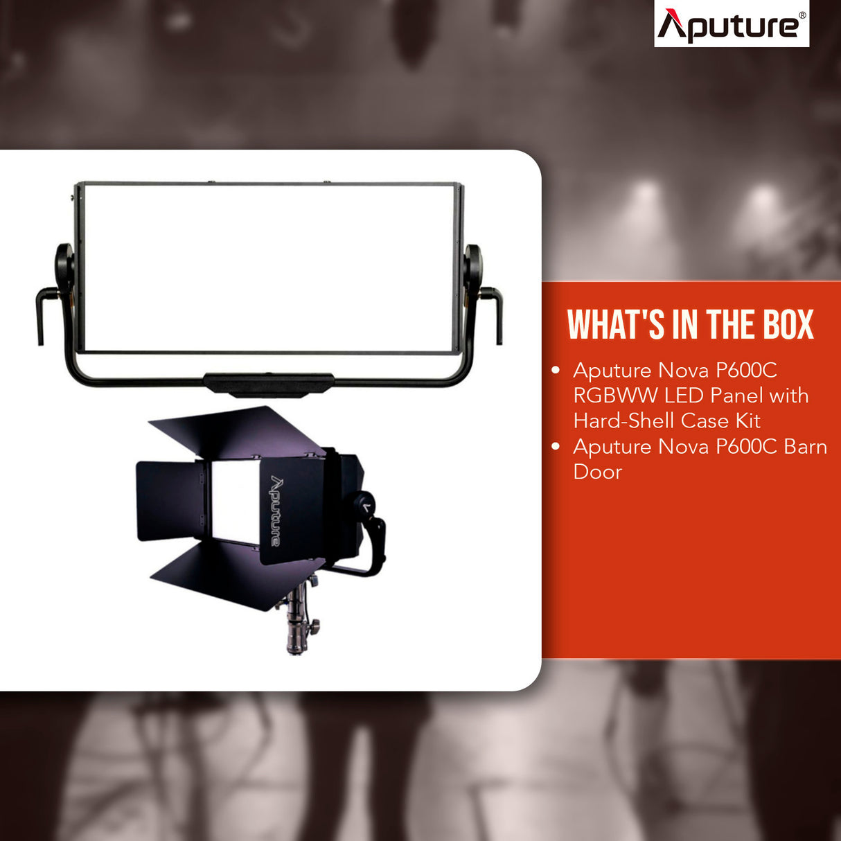Aputure Nova P600C RGBWW LED Panel with Hard-Shell Case Kit with Aputure Nova P600C Barn Door Bundle