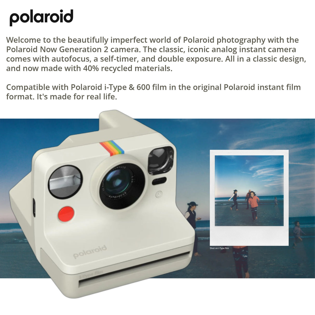 Polaroid NOW Gen 2 Camera (Vintage White) with Double Pack Film and Photo Box Kit