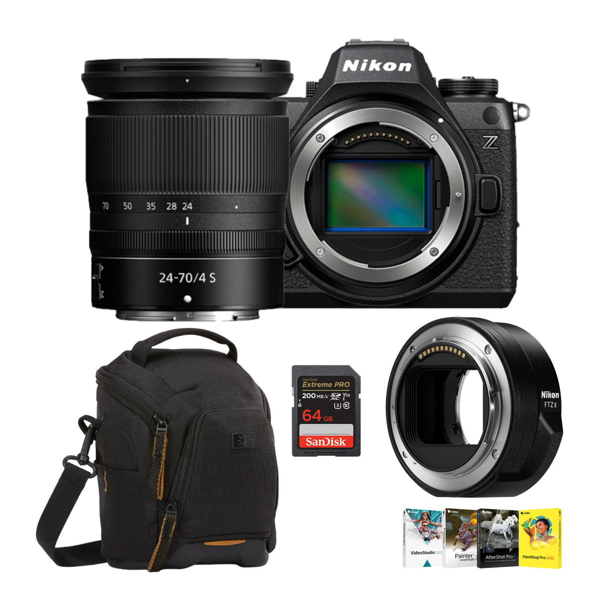 Nikon Z6III Mirrorless Camera with Nikkor Z 24-70mm f4 S Lens with Nikon FTZ II Mount Adapter Bundle