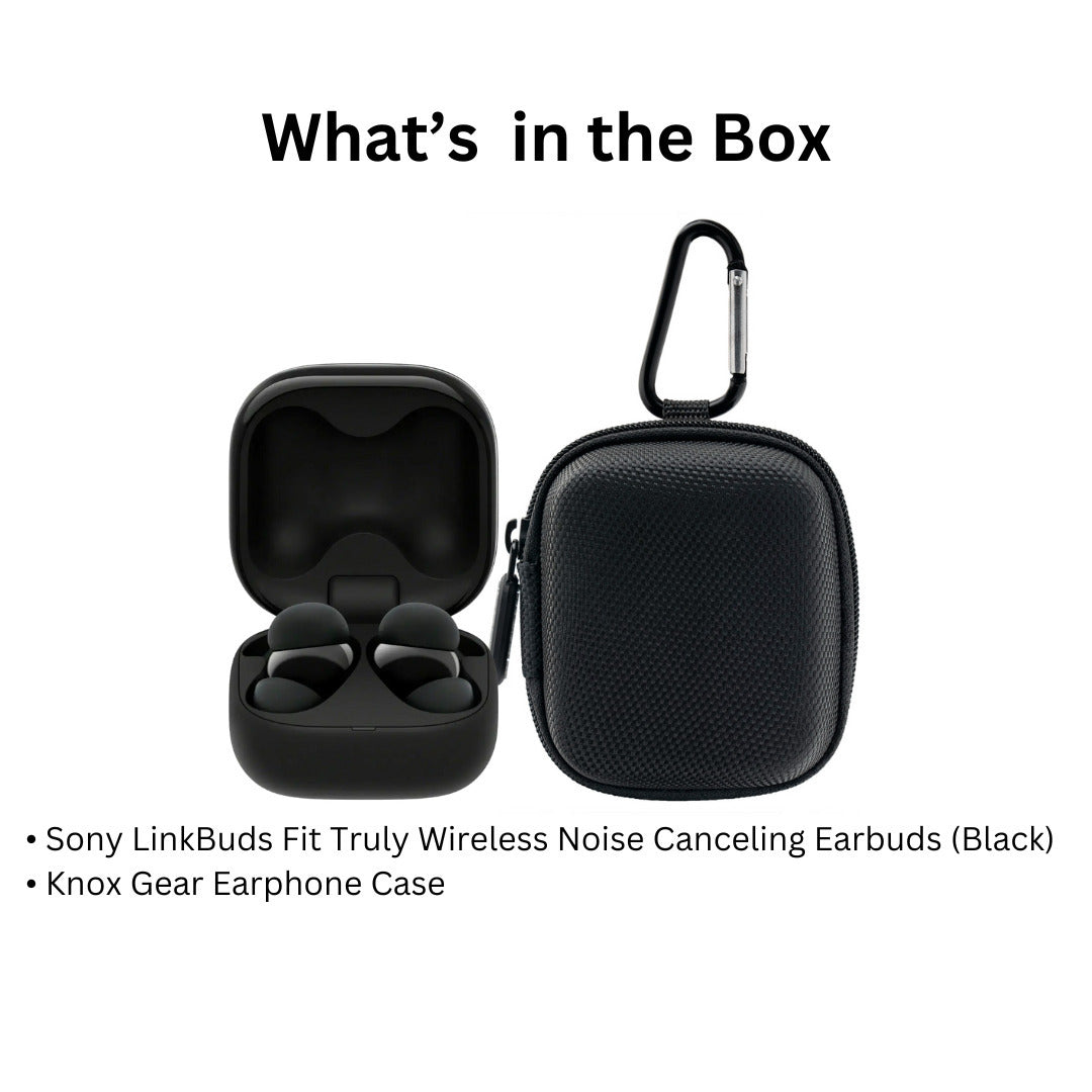 Sony LinkBuds Fit True Wireless Bluetooth Noise Canceling Earbuds (Black) and Earbud Case Bundle
