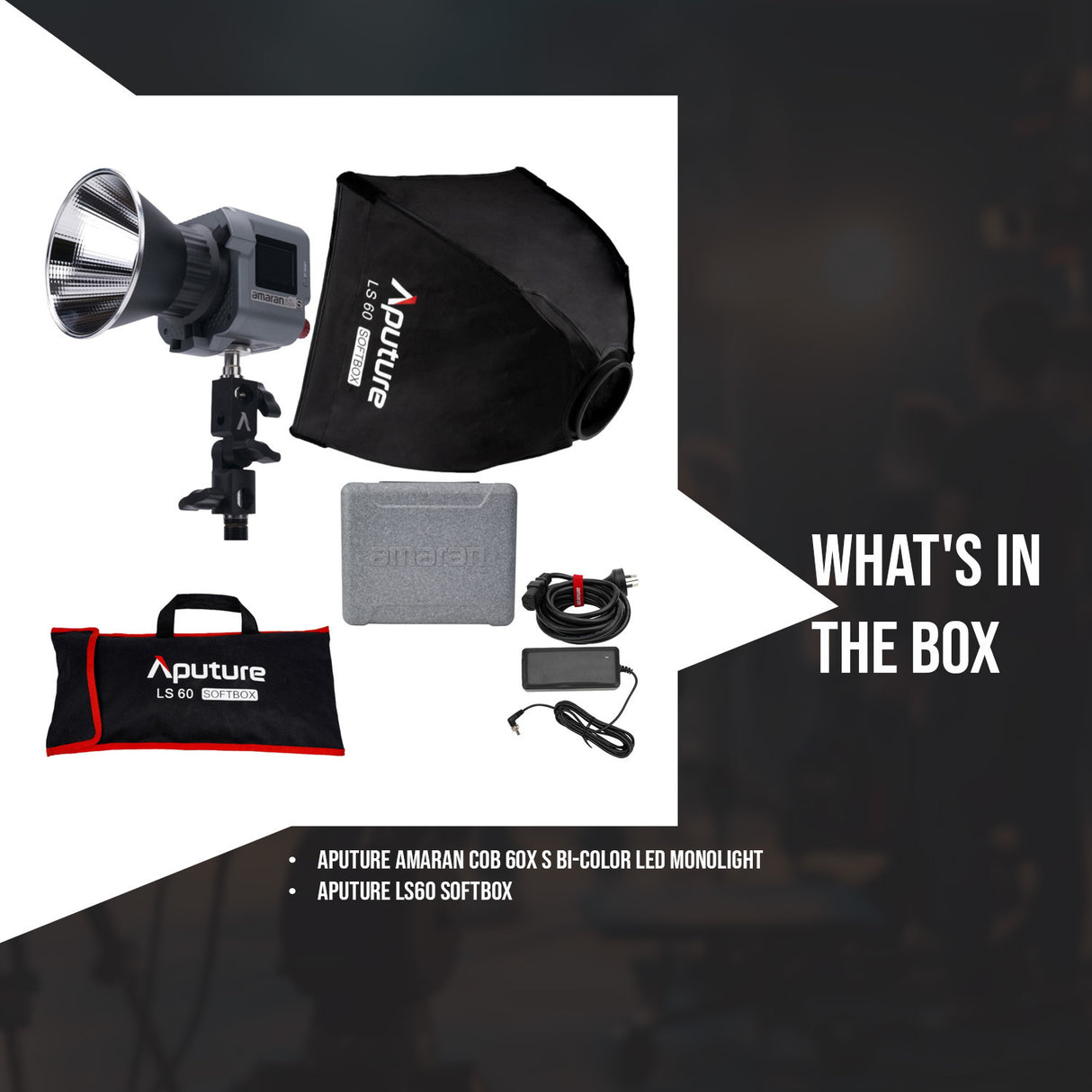 Aputure Amaran COB 60x S Bi-Color LED Monolight with Aputure LS60 Softbox Bundle