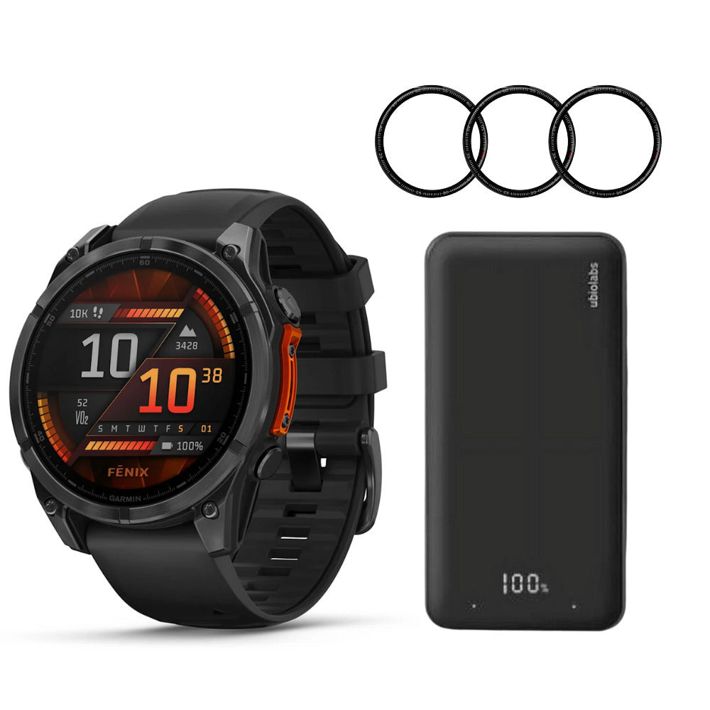 Garmin Fenix 8 47mm GPS Smartwatch (Slate Gray-Black) with Power Bank and Screen Protector Bundle