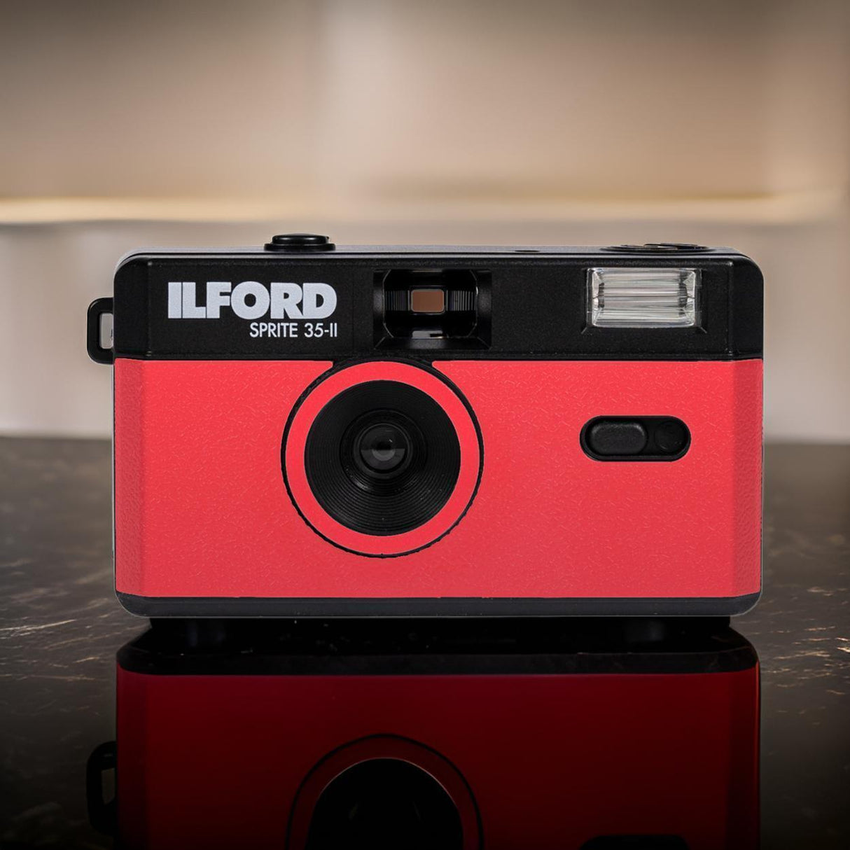 Ilford Sprite 35-II Reusable Reloadable 35mm Analog Film Camera (Red-Black) with 3x Roll Film Bundle