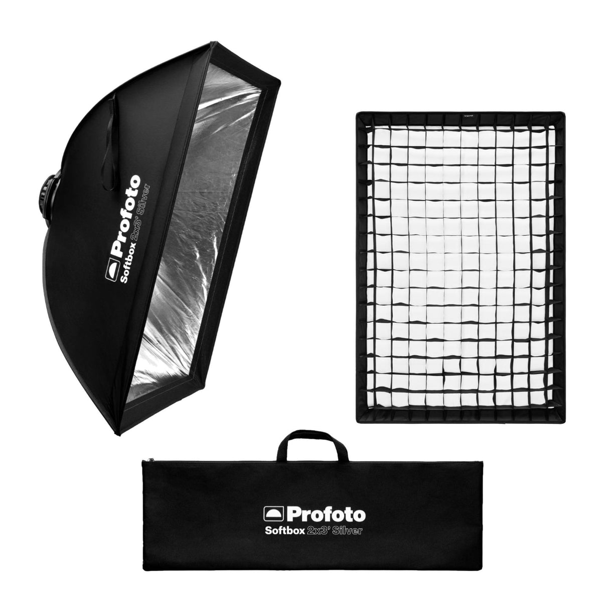 Profoto 2x3-Feet Softbox Rectangular Soft Light with Precision (Silver) and Profoto Softgrid Bundle