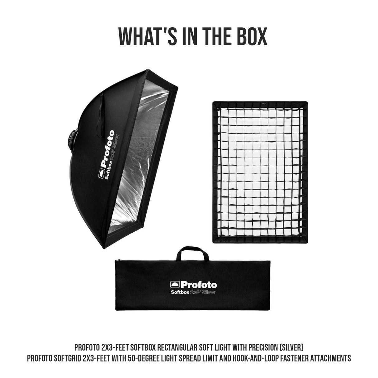 Profoto 2x3-Feet Softbox Rectangular Soft Light with Precision (Silver) and Profoto Softgrid Bundle