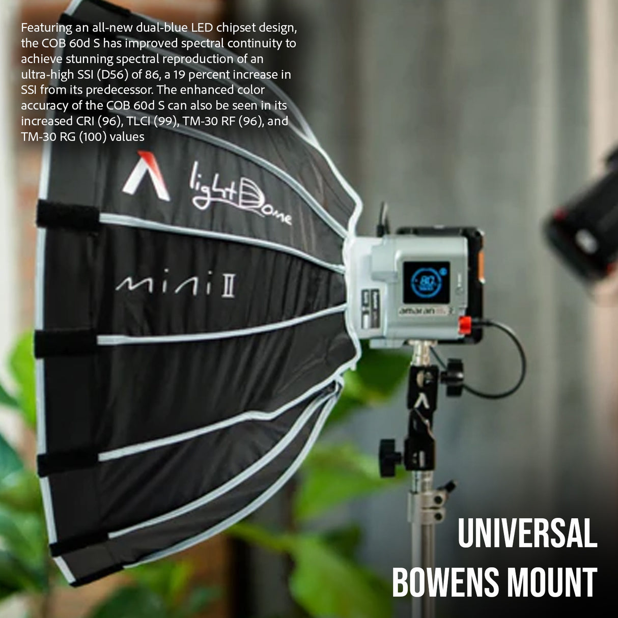 Aputure Amaran COB 60D S Point Source LED 65W Daylight with Light Dome III 35.1-Inch Softbox Bundle