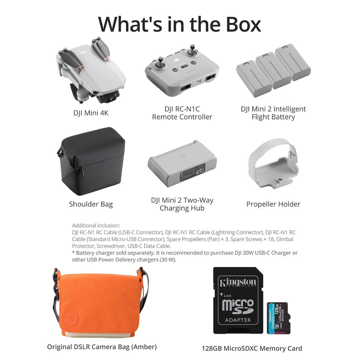 DJI Mini 4K Fly More Combo with128GB MicroSDXC Memory Card and Drone Bag Bundle