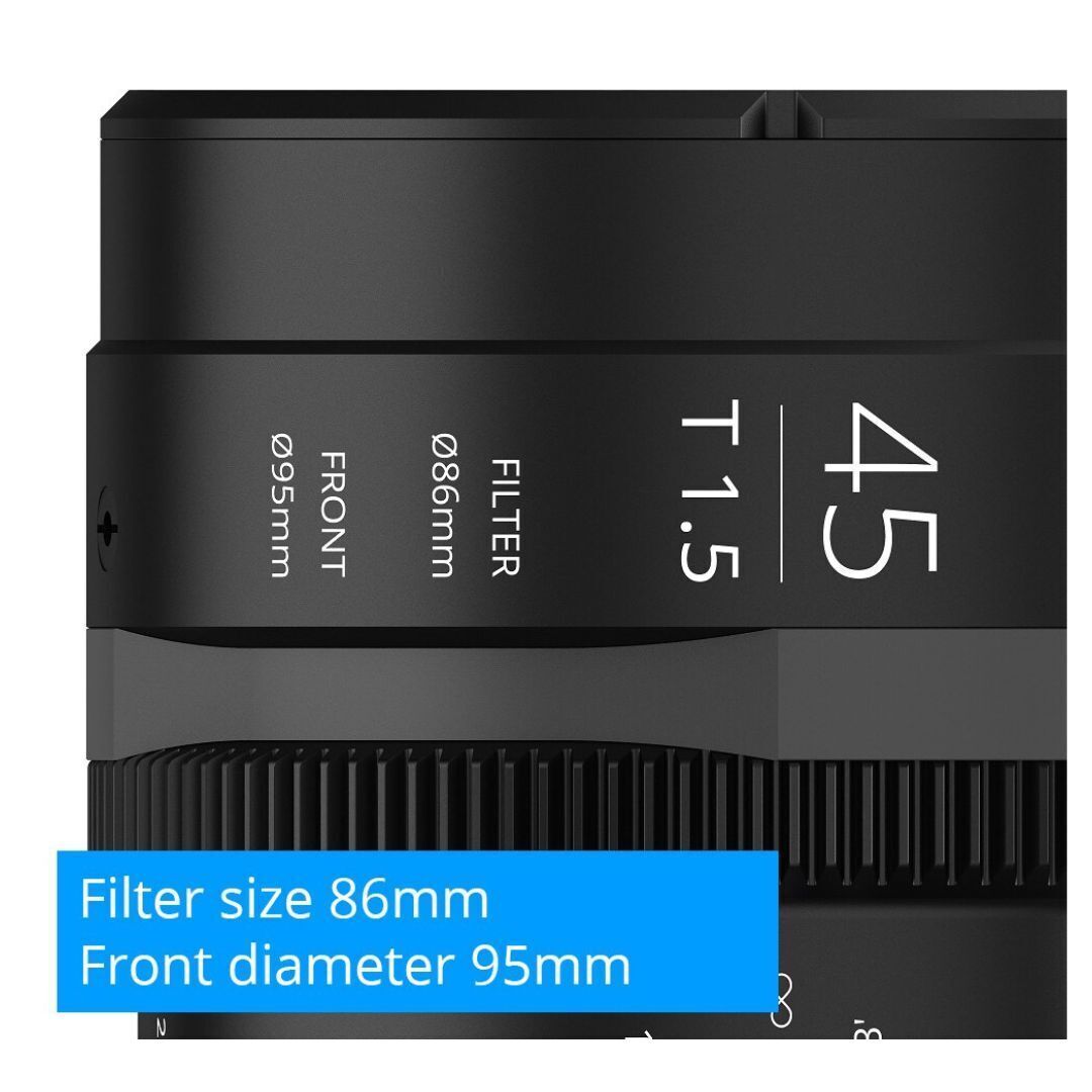 Irix Cine 45mm T1.5 Lens with Durable Design, 86mm Thread, and 9-Blade Iris (Sony E, Feet, Black)