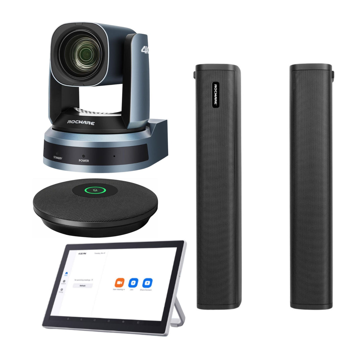 Rocware RC841U 4K Video Conferencing PTZ Camera with CMOS Image Sensor and Bar Speaker Bundle