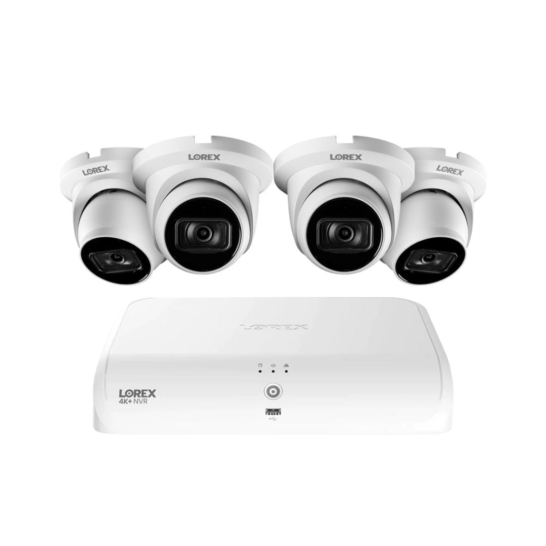 Lorex 4K Fusion 2TB Wired NVR System with Four 4K IP UHD Dome Camera with Color Night Vision (White)