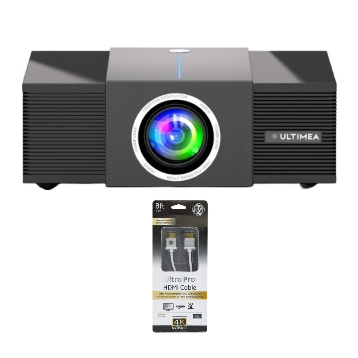 ULTIMEA Apollo P60 4K Projector with Auto Focus, 6D Auto-Keystones, and 30W DSP Speakers Bundle