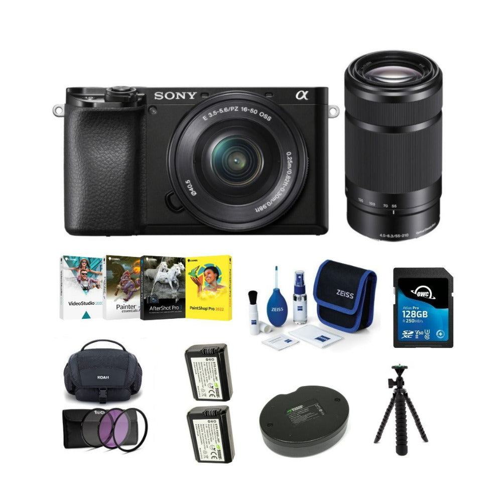 Sony Alpha a6100 APS-C Mirrorless Camera with 16-50mm and 55-210mm Lens Bundle