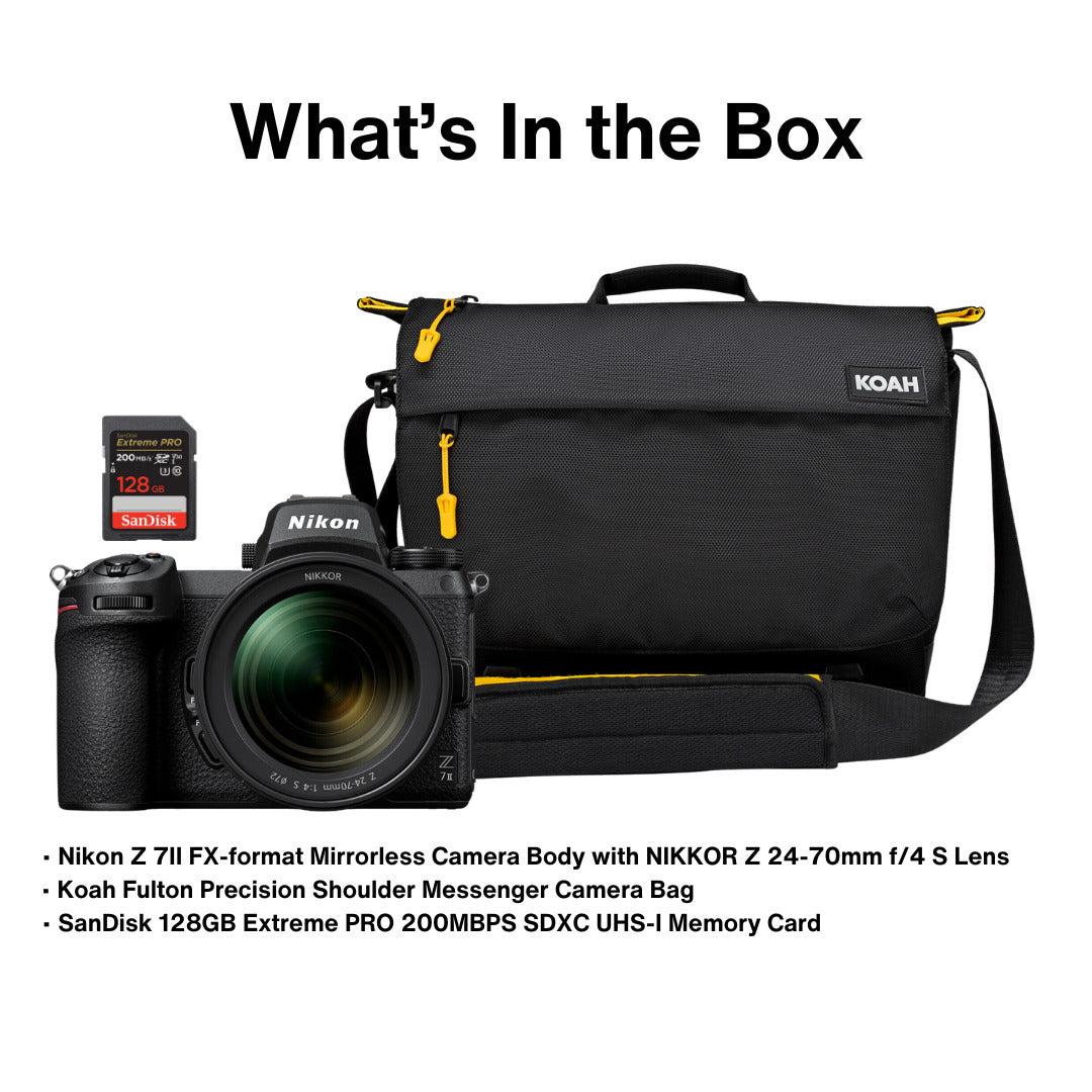 Nikon Z7 II Mirrorless Camera with 24-70mm f4 Lens, Camera Bag and 128GB Memory Card Bundle