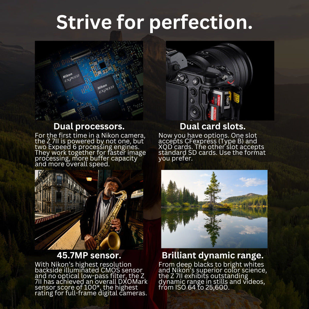 Nikon Z7 II Mirrorless Camera with 24-70mm f4 Lens, Camera Bag and 128GB Memory Card Bundle