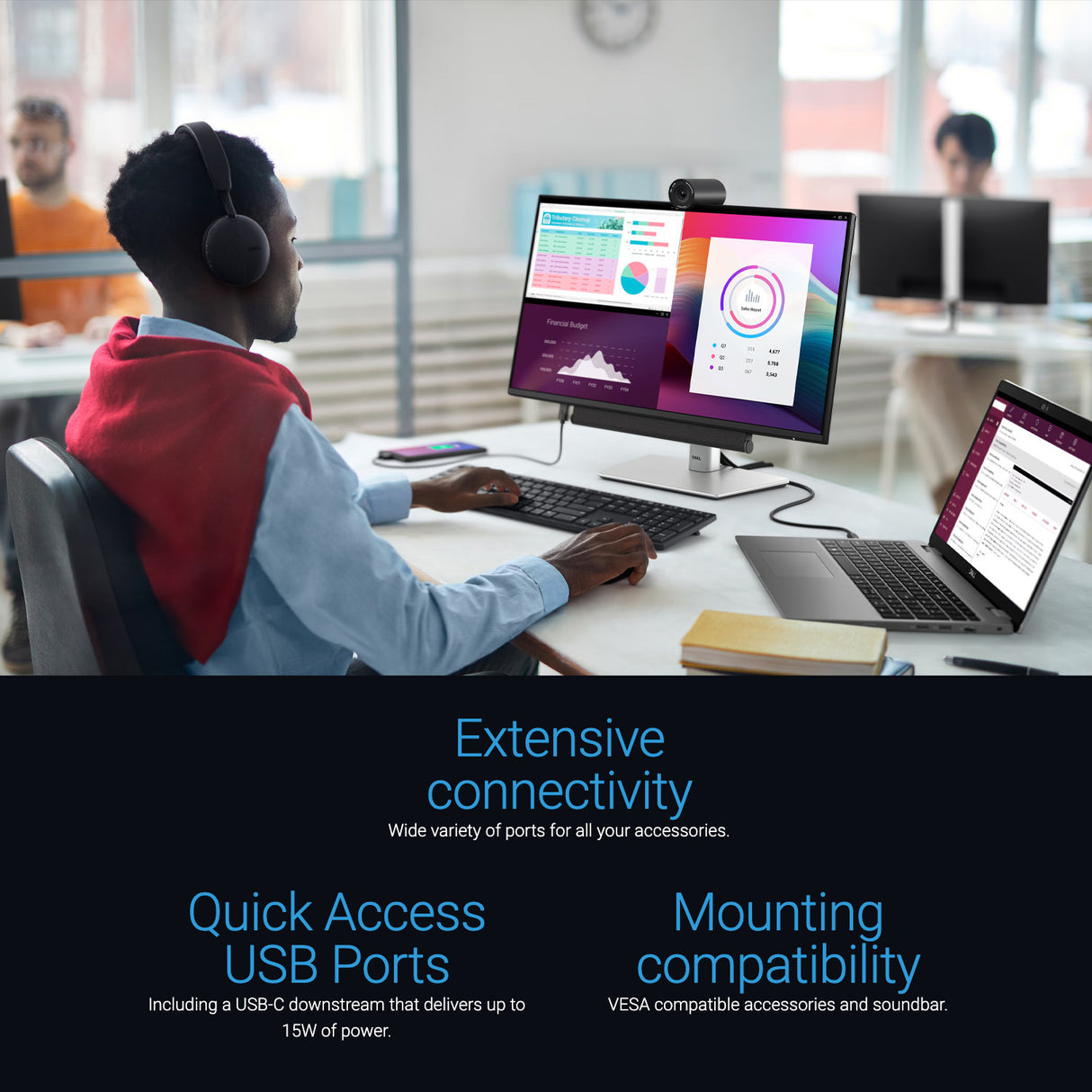 Dell P2425H 24-Inch 1920 x 1080 FHD Flat Screen LED Monitor (2-Pack) with USB-C Cable Bundle