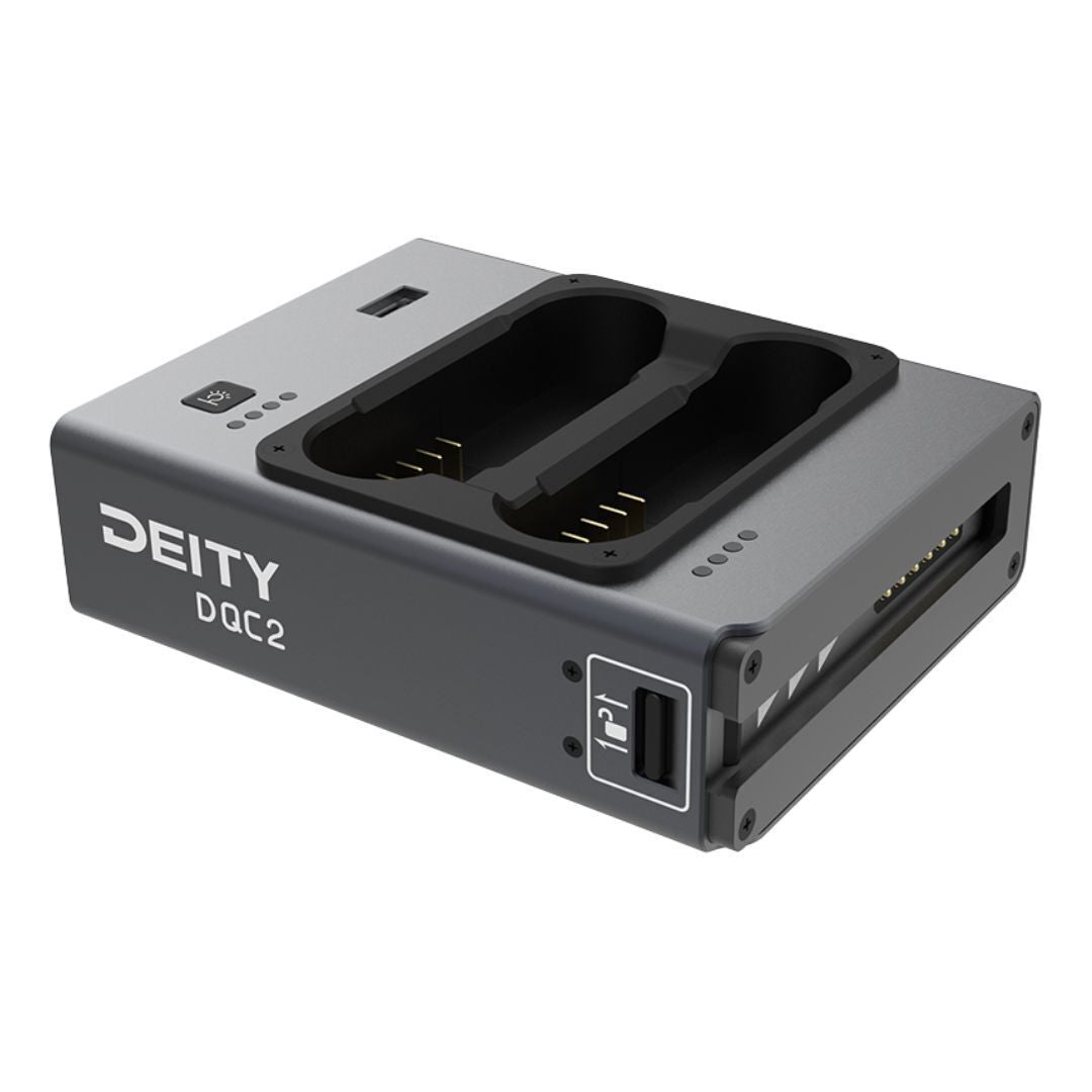 Deity DQC2 2-Bay Smart Battery Charger with Battery Indicator and USB-C Power Input Ports (Black)
