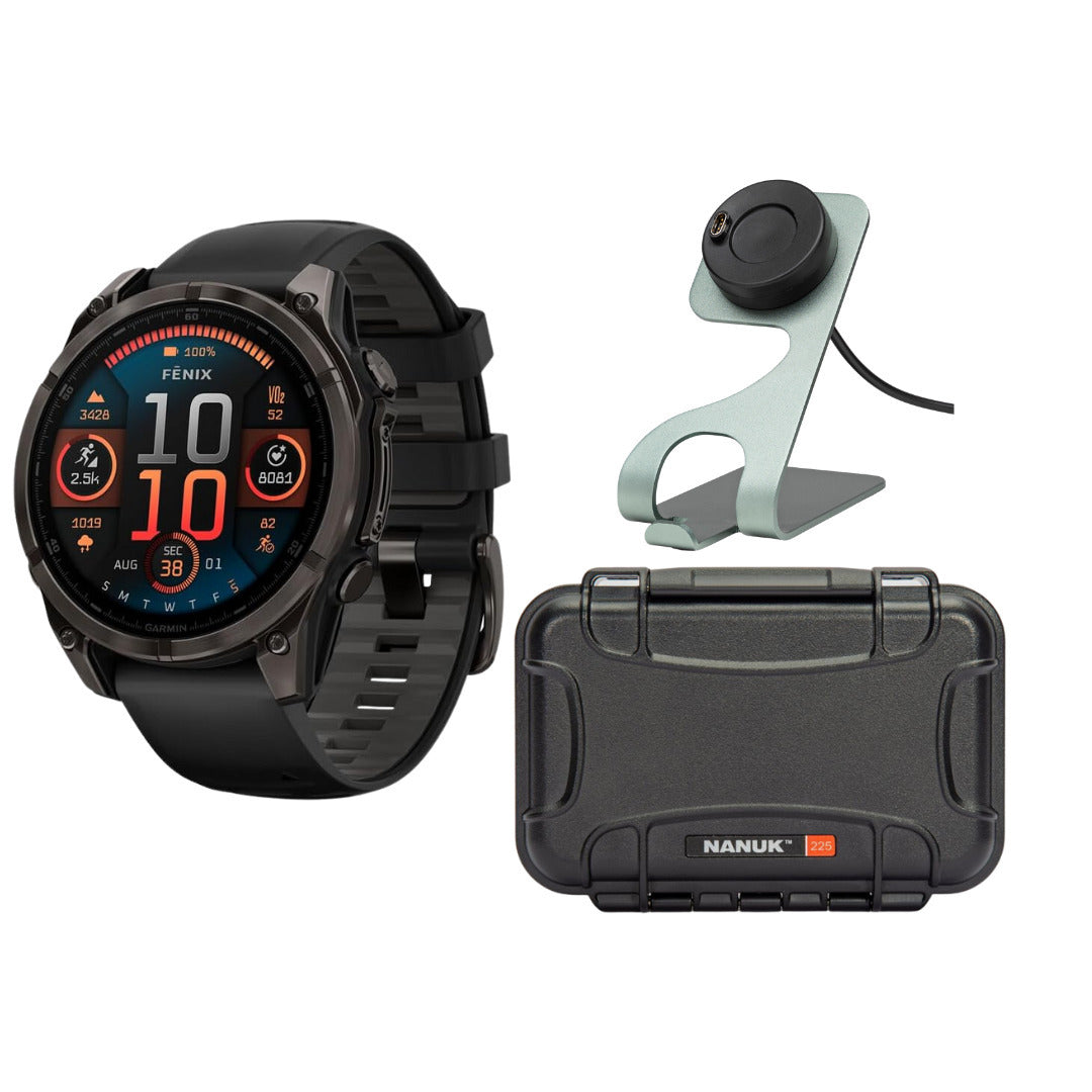 Garmin Fenix 8 AMOLED Sapphire 47mm GPS Smartwatch (Black and Pebble Gray) with Hard Case Bundle