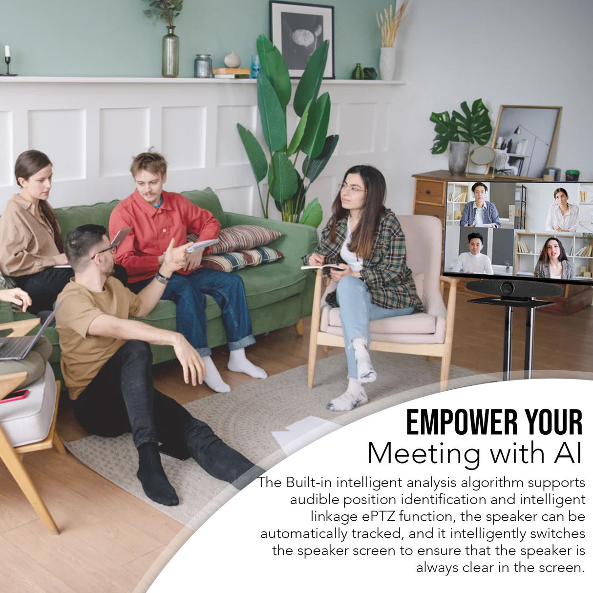 Rocware RC10 4K UHD USB Black Video Bar with 121-Degree Wide FOV and Focus Cleaning Cloth Bundle