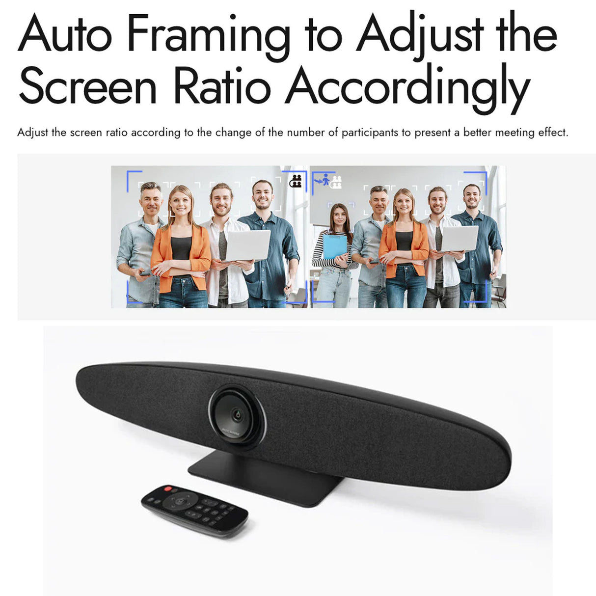 Rocware RC10 4K UHD USB Black Video Bar with 121-Degree Wide FOV and Focus Cleaning Cloth Bundle