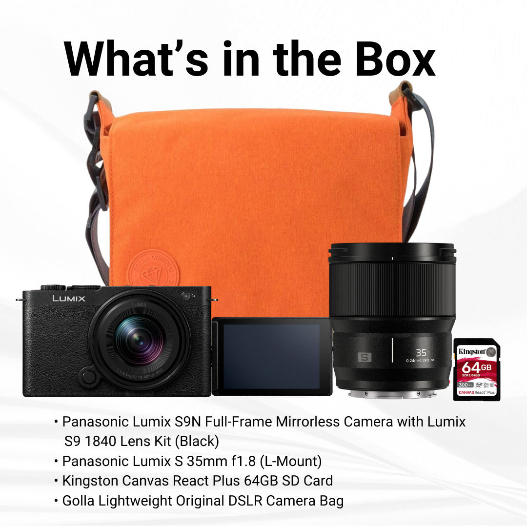 Panasonic Lumix S9N Full-Frame Mirrorless Camera with Lumix S9 1840 Lens Kit (Black) Bundle