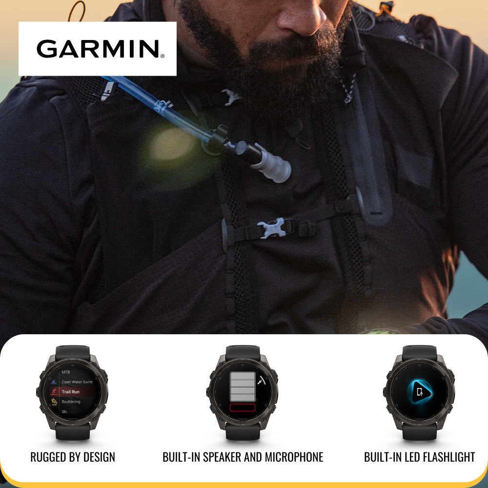 Garmin Fenix 8 51mm GPS Smartwatch with 1.4-Inch AMOLED Display (Slate Gray and Black) Bundle