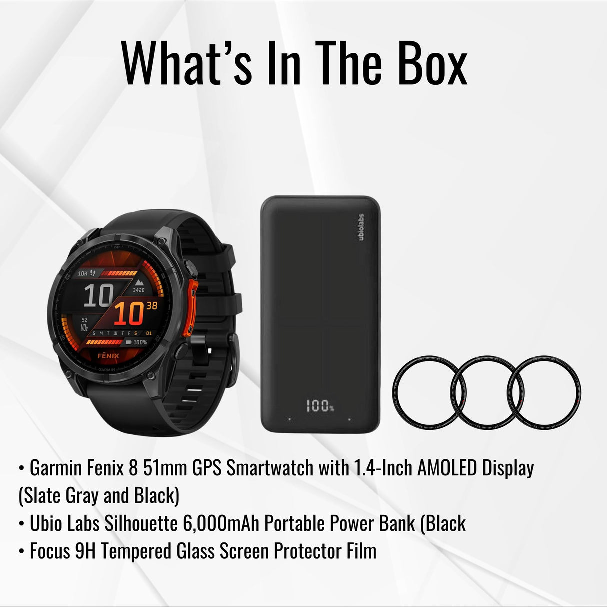 Garmin Fenix 8 51mm GPS Smartwatch with 1.4-Inch AMOLED Display (Slate Gray and Black) Bundle