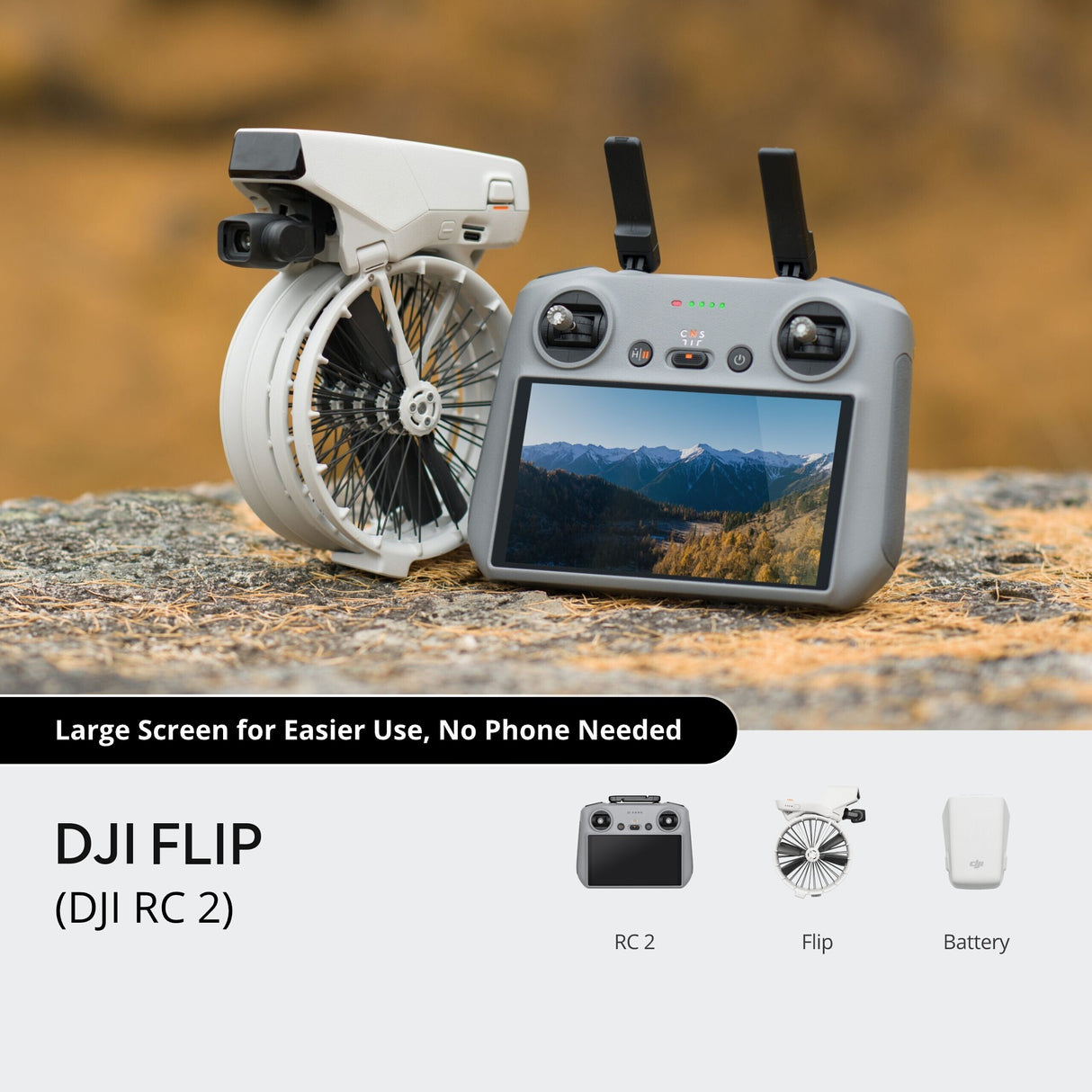 DJI Flip 1/1.3-Inch CMOS Sensor Camera Drone with DJI RC 2 Controller (White)