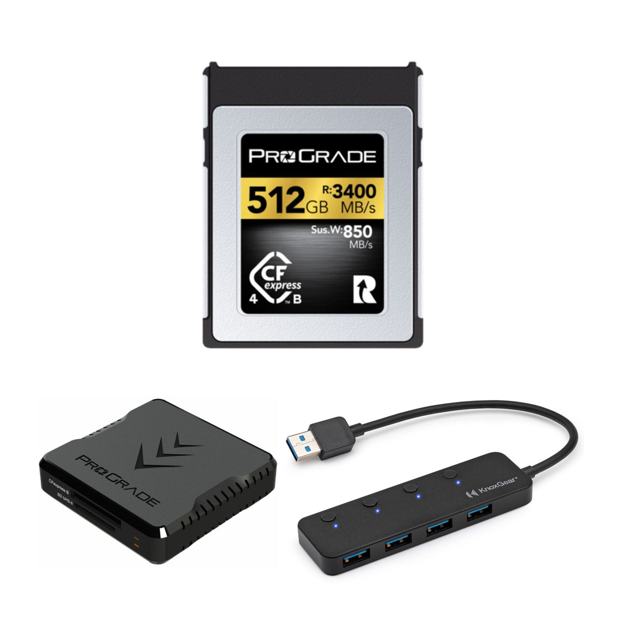 ProGrade Digital 512GB CFexpress 4.0 Type B Gold Memory Card for Mirrorless Cameras Bundle