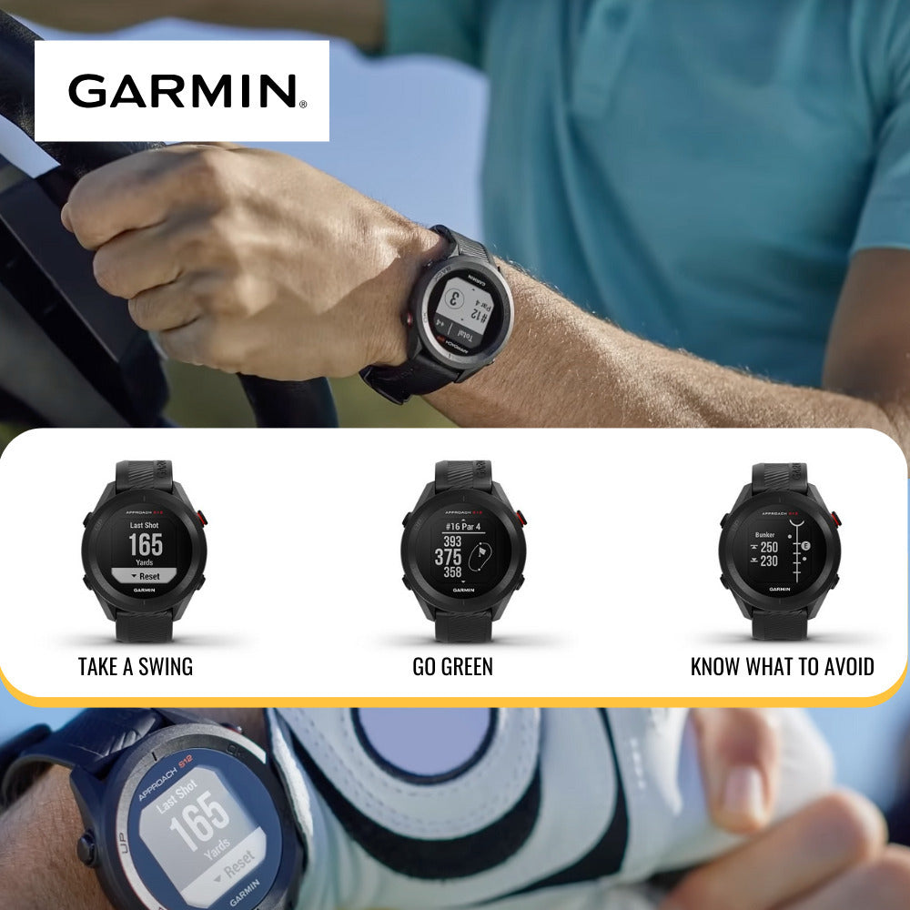 Garmin Approach S12 Golf Watch (Black) and Focus Camera Portable Charger Stand Bundle
