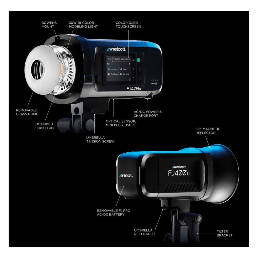 Westcott FJ400 II Strobe 1-Light Backpack Kit with FJ-X3 M Wireless Trigger and 5500K Consistency