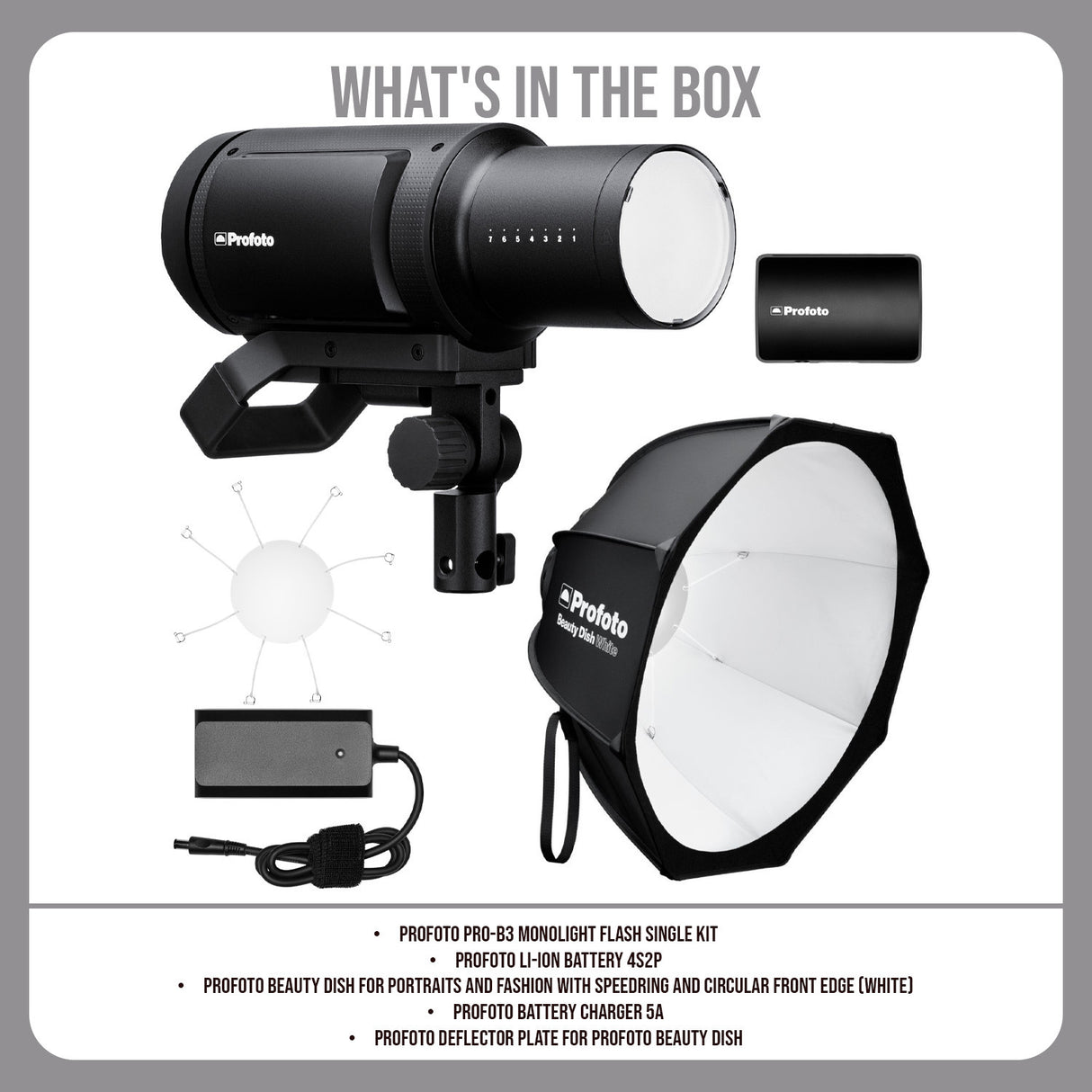 Profoto Pro-B3 Single Kit with Profoto Li-Ion Battery 4S2P and Profoto Beauty Dish (White) Bundle