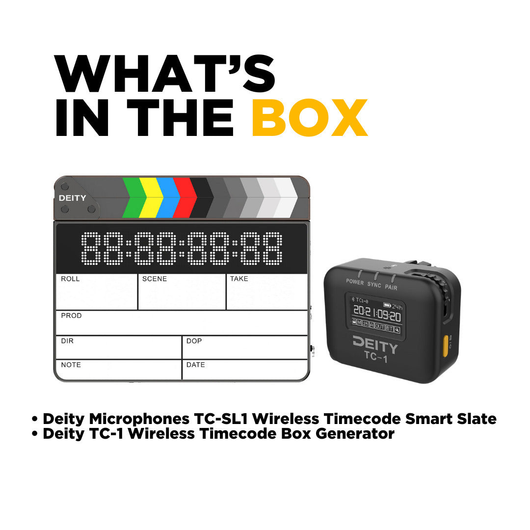 Deity TC-SL1 Wireless Bluetooth Timecode Smart Clapper Slate and Timecode Box Generator Bundle