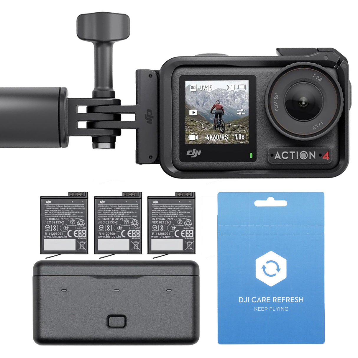 DJI Osmo Action 4 Camera Adventure Combo Bundle with Care Refresh 2-Year Plan Card
