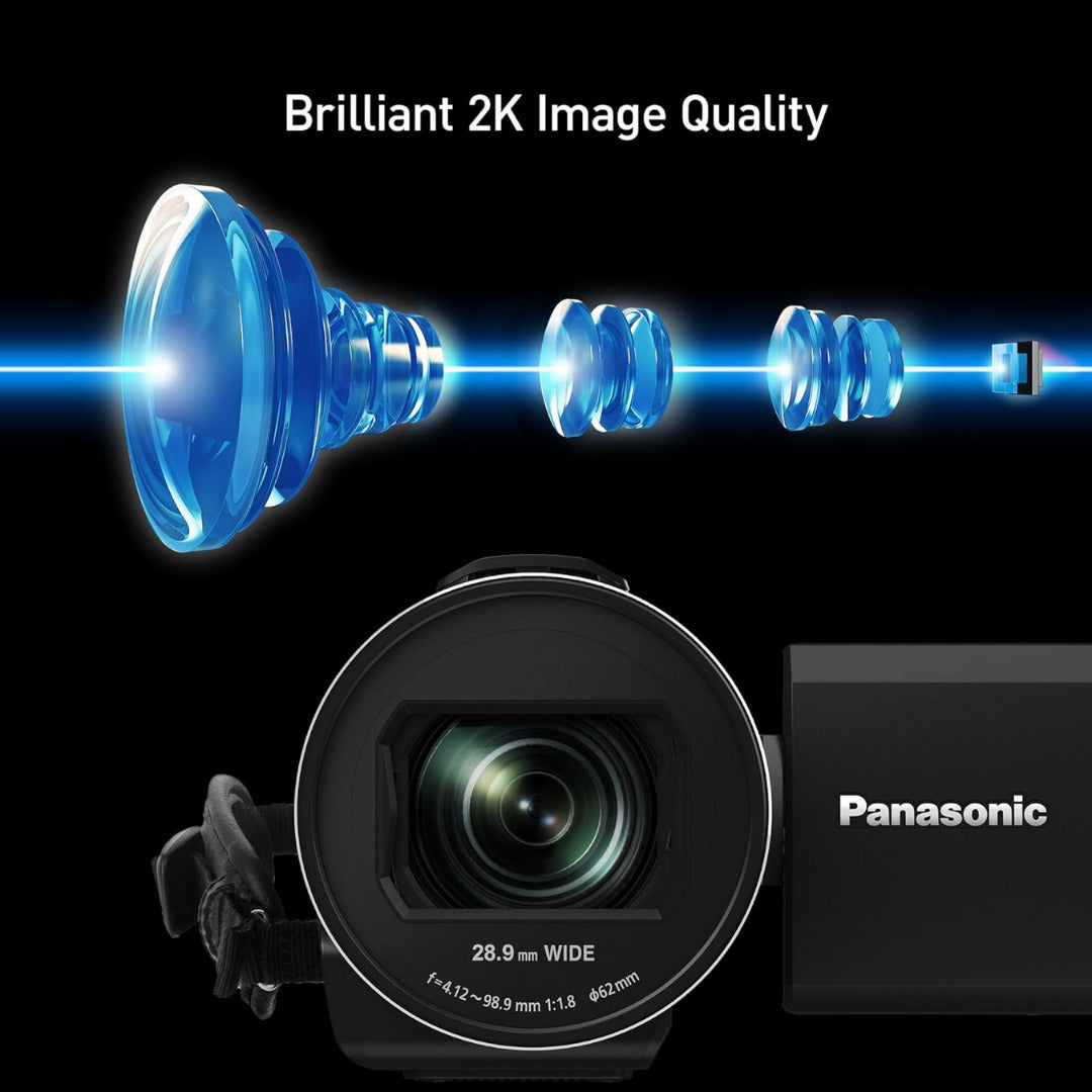 Panasonic V900 Full HD Camcorder 24x Optical Zoom (Black) with 128GB SDXC Memory Card Bundle