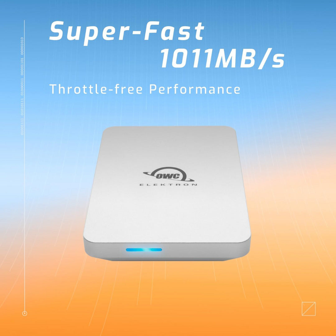 OWC Envoy Pro Elektron 1TB Mini-Sized SSD with Weather-Resistant Body (Silver) and OWC Cable Bundle