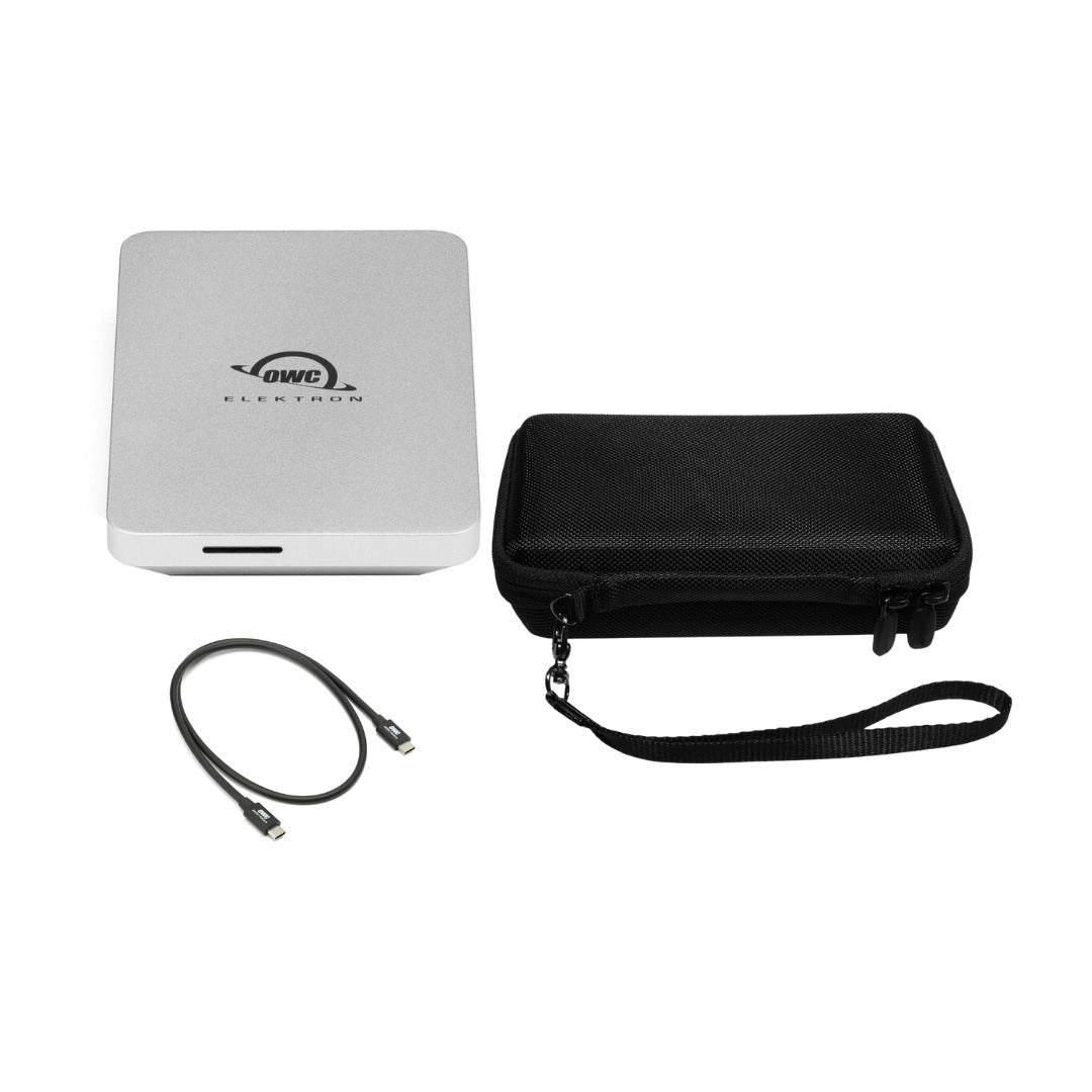 OWC Envoy Pro Elektron 1TB Mini-Sized SSD with Weather-Resistant Body (Silver) and OWC Cable Bundle