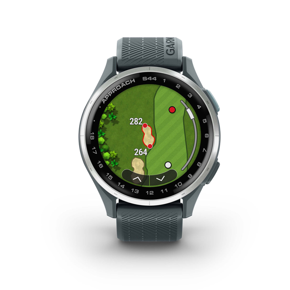 Garmin Approach S44 GPS AMOLED Golf Smartwatch (Silver Aluminum Bezel, Twilight Silicone Band)