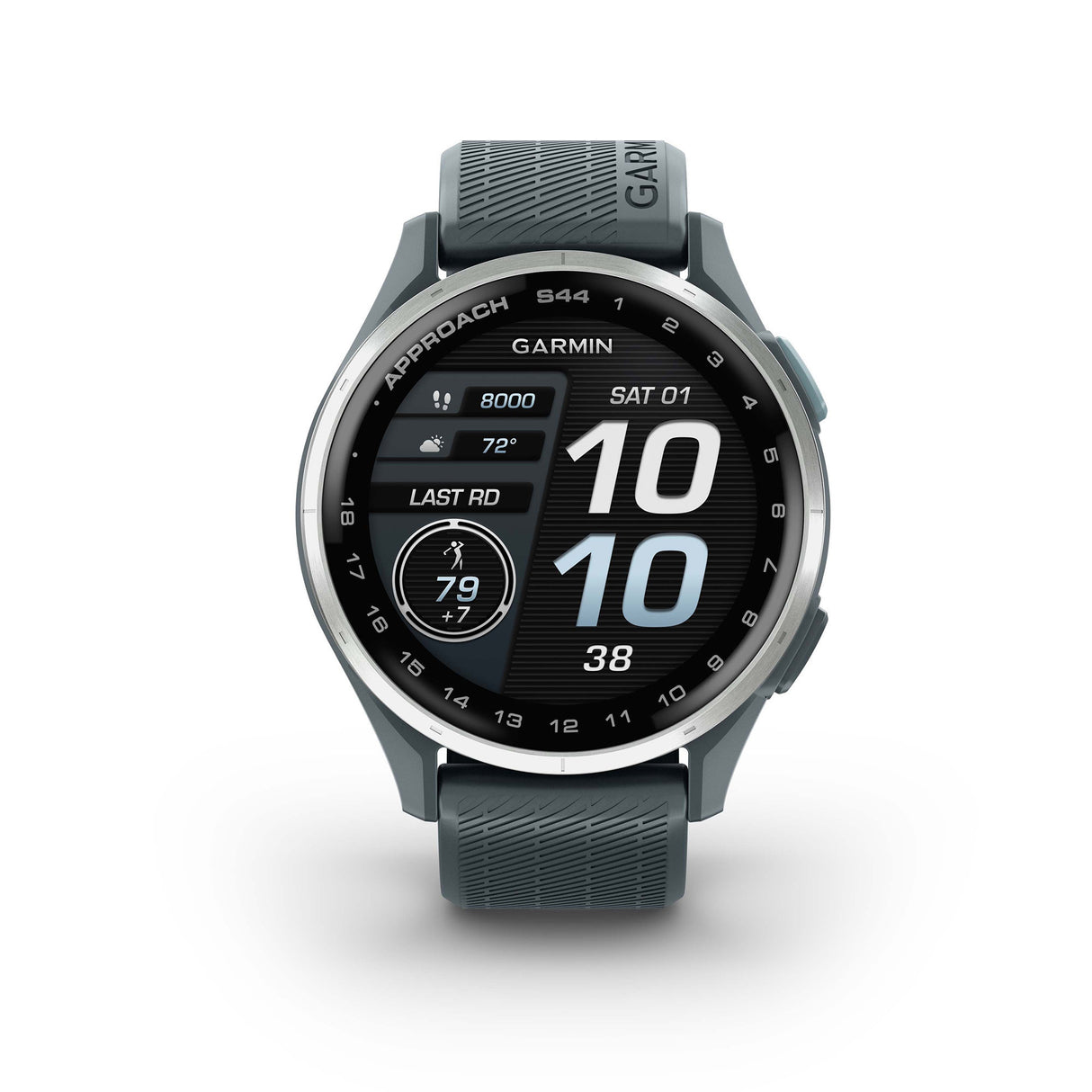 Garmin Approach S44 GPS AMOLED Golf Smartwatch (Silver Aluminum Bezel, Twilight Silicone Band)