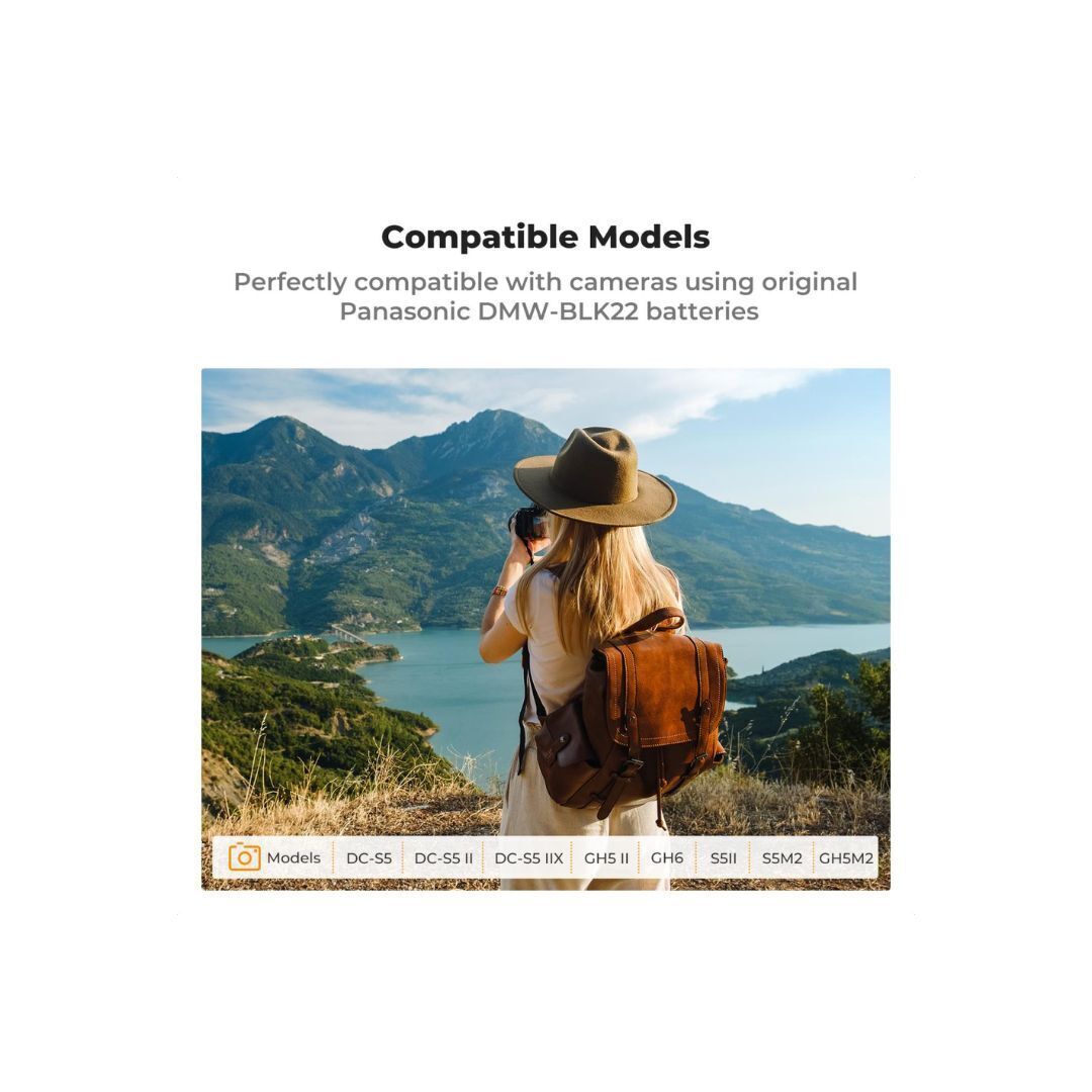 K&F Concept DMW-BLK22 2400mAh Battery 2-Pack with Dual Slot LCD Charger for Panasonic Lumix DC-S5II